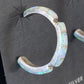 Native American Navajo Hoop Earrings Set | Sterling Silver White Opal | 12772