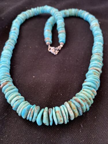 Authentic Navajo Graduated Turquoise Necklace | Sterling Silver | 22" | 944