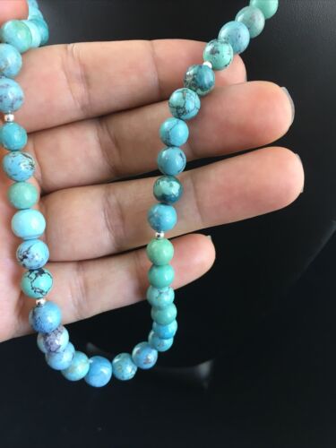 Southwestern Heishi Blue Turquoise Bead Necklace | Sterling Silver | 20" | 10019