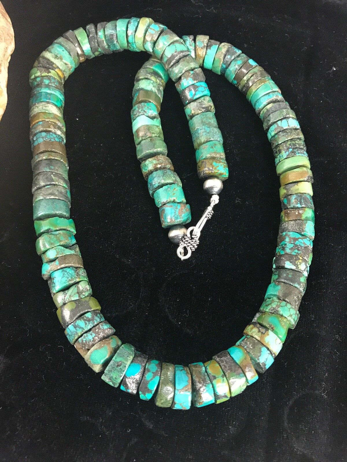 Navajo Turquoise Heishi Bead Necklace | 12mm | Sterling Silver | Authentic Native American Handmade | 20" | 3406