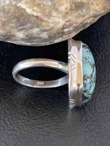 Navajo Blue Spiderweb Turquoise Ring | Sterling Silver | Sz 5 | Authentic Native American Handmade | 10305
