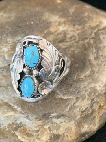 Navajo Kingman Turquoise Multi-Stone Ring | Authentic Native American Sterling Silver | Sz 10.5 | 14170