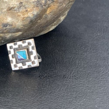 Native American Women's Navajo Blue Turquoise Sugilite Inlay Ring | Sz 6 | 11281