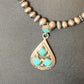 Navajo Men's Navajo Pearls Necklace | Authentic Native American Sterling Silver | Blue Kingman Turquoise Pendant | Multi-Stone | 12475