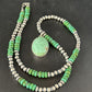 Navajo Green Turquoise Pendant Necklace | Sterling Silver | 21" | Authentic Native American Handmade | 14471