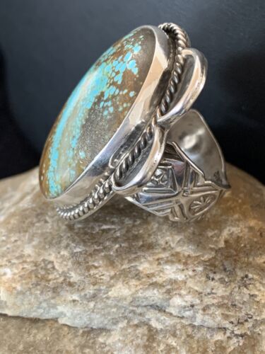 Native American Navajo Blue Turquoise Ring | Sterling Silver | Sz 11 | 128 - Masha USA