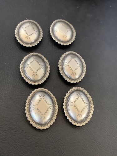Southwestern Sterling Silver Button Covers | Navajo | 1.25" | Set of 6 | Authentic Native American Handmade | 12350
