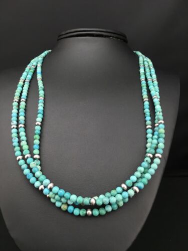Southwestern 3-Strand Multi-Color Turquoise Necklace | Sterling Silver | 21" | 1097