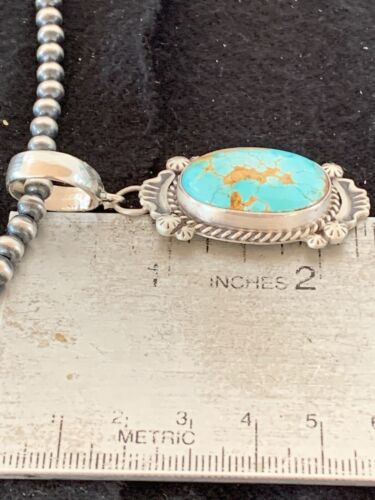 Men's Royston Turquoise Pendant Necklace | Navajo Pearls | Sterling Silver | Authentic Native American | 4302