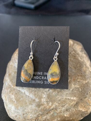 Native American Navajo Bumblebee Jasper Earrings Set | Sterling Silver | Authentic Handmade | 1562