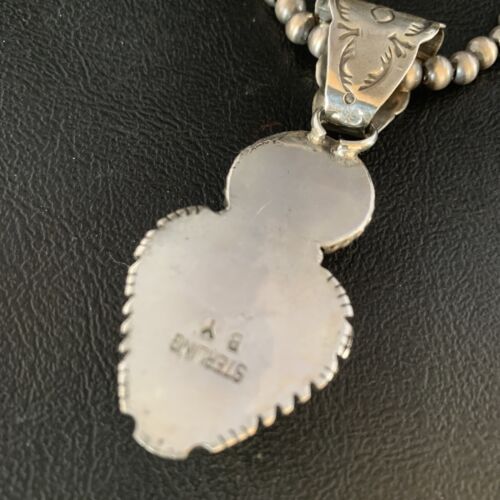 Navajo White Buffalo Turquoise Coral Pendant | Sterling Silver | Multi-Stone Necklace | 13578