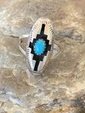 Navajo Shadowbox Blue Kingman Turquoise Ring | Sterling Silver | Sz 6 | Authentic Native American Handmade | 12457