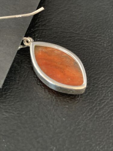 Native American Orange Apple Coral Dangle Drop Earrings | Sterling Silver | 1" | 14096