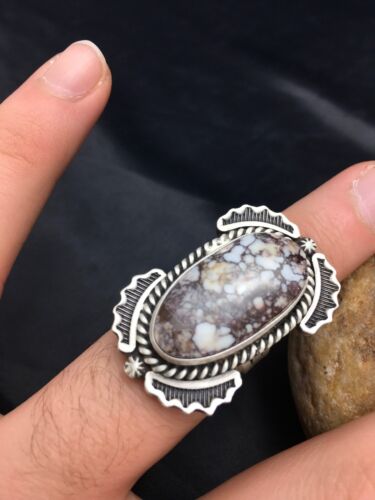 Navajo Wild Horse Turquoise Ring | Sterling Silver | Sz 7 | Authentic Native American Handmade | 12063