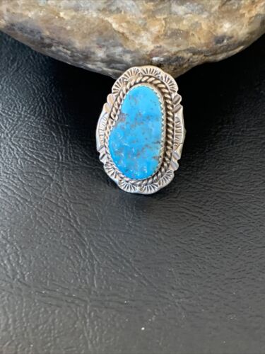Southwestern Navajo Blue Kingman Turquoise Ring | Sterling Silver | Sz 7 | 12207