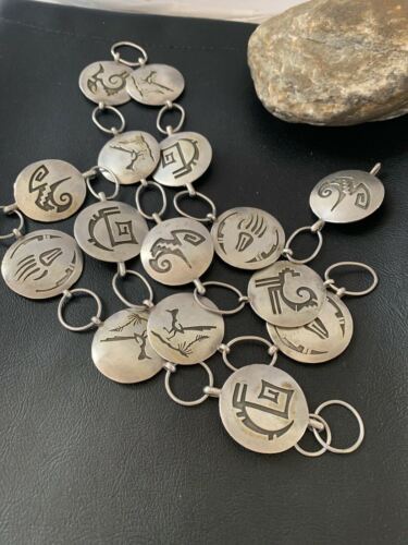 Native American Men's Old Pawn Hopi Concho Belt | Sterling Silver | Authentic Handmade | 1426 - Masha USA
