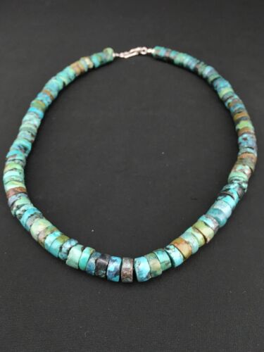 Southwestern Turquoise Heishi Bead Necklace | Sterling Silver | 10mm | 20" | 1152