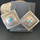 Navajo Blue Turquoise Earrings | Stamped Sterling Silver | Authentic Native American Handmade | 12912