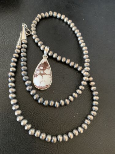 Navajo Wild Horse Turquoise Necklace Pendant | Sterling Silver | Authentic Native American Handmade | 12819