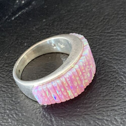 Navajo Pink Opal Inlay Band Ring | Sz 6 | Authentic Native American Handmade | 12408 - Masha USA