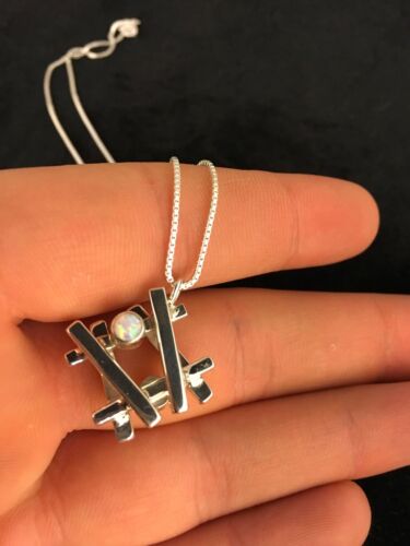 Native American Opal Inlay Pendant | Sterling Silver | 2-Sided Necklace | 18" | 8787