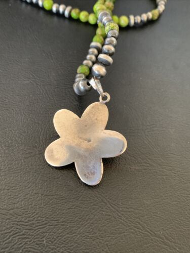 Navajo Green Gaspeite Turquoise Pendant | Authentic Native American Sterling Silver | Multi-Stone | 12263