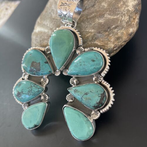 Navajo Pearls Naja Pendant Necklace | Multi-Stone Turquoise | Sterling Silver | Authentic Native American Handmade | 11354