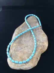 Native American Sterling Silver Blue Turquoise Necklace | 18" | 10011