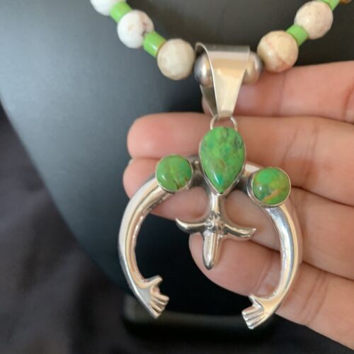 Navajo Green Turquoise Gaspeite Spiny Oyster Necklace NajaPendant | Sterling Silver | 22" | 10525