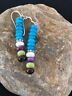 Navajo Sterling Silver Turquoise Sugilite Earrings | Blue Green | Native American