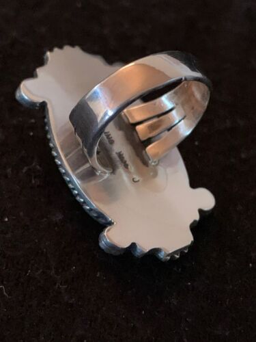 Native American Green Turquoise Ring | Navajo Sterling Silver | Sz 8 | 4139