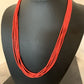Red Stabilized Coral Heishi Necklace | 5-Strands | Sterling Silver | 20" | Authentic Native American Handmade | 00761