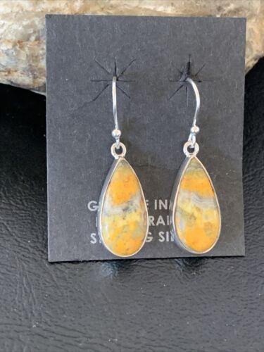 Native American Navajo Bumblebee Jasper Earrings Set | Sterling Silver | Handmade | 1564