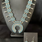 Navajo Dual Side Blue White Buffalo Turquoise Squash Blossom Necklace | Sterling Silver | 14457