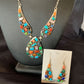 Navajo Multi-Color Turquoise Spiny Necklace & Earring Set | Sterling Silver | 2105