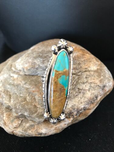 Navajo Blue Turquoise Ring | Sterling Silver | Sz 6.5 | Authentic Native American Handmade | Yazzie | 3530
